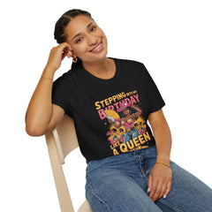 Stepping into My Birthday Month Like a Queen Graphic T-Shirt, Unisex Birthday Shirt, Celebration Tee, Gift for Her, Funny Birthday Clothing, Stylish Casual Wear